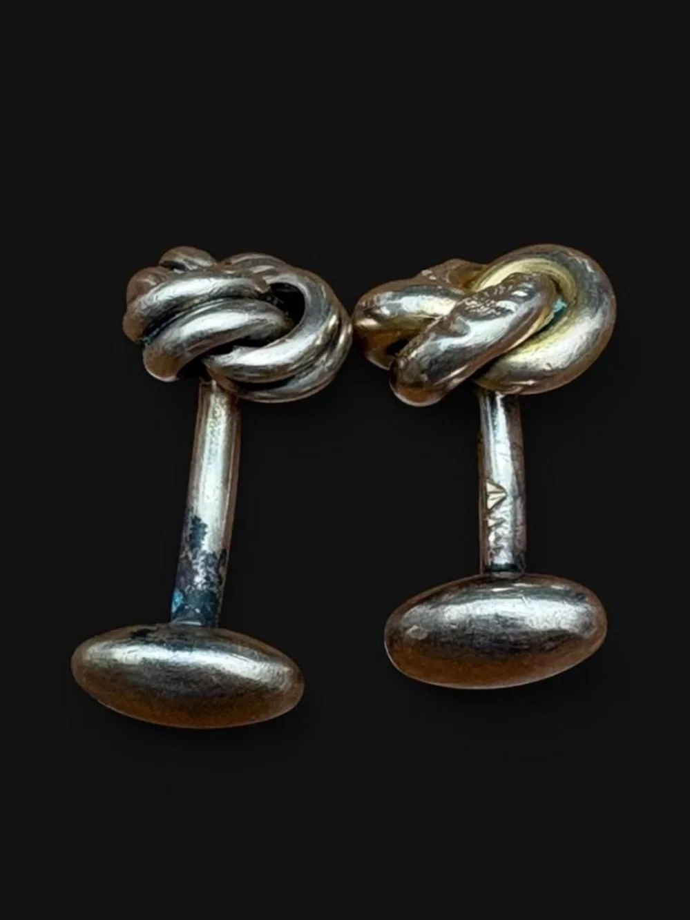 Pair of as-is gold knot vintage cuff links